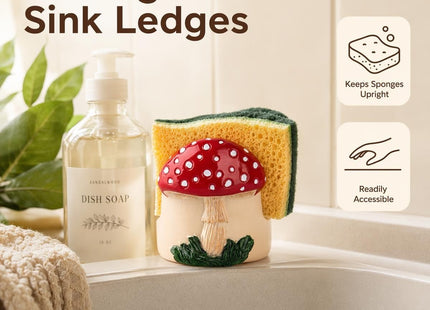 dgudgu Mushroom Kitchen Sponge Holder Cute Resin Sink Caddy Organizer Decor