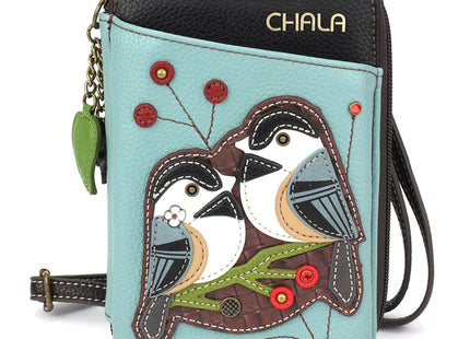CHALA Wallet Crossbody Cell Phone Purse - Women Faux Leather Multicolor Handbag with Adjustable Strap - Chickadee - blue