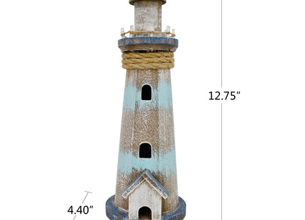 Wooden Lighthouse Decor Nautical Table Decorations Lighted Wood Lighthouse