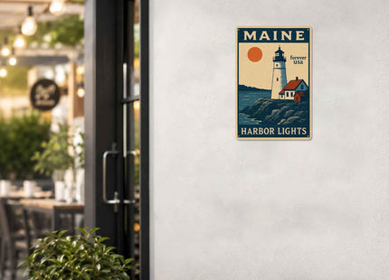 Maine Harbor Lights Vintage Metal Signs 8 X 12 Inch