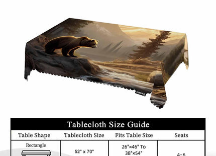 Swono Grizzly Bear Tablecloths Animal Bear Brook Canyon Forest Mountain Nature Kitchen Dinning Tabletop Decoration, Polyester Table Cover for Indoor Outdoor 50x72 Inch Tablecloth