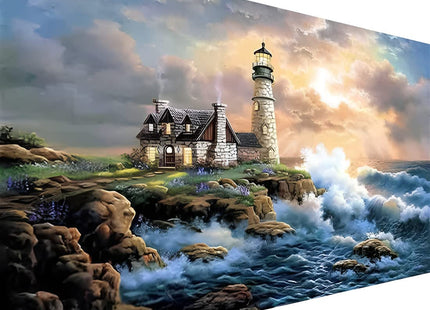 koemhxb Large Paint by Number for Adults(24x16 inch),Lighthouse Paint by Numbers Kits for Adults Beginner,Lighthouse Painting by Numbers for Home Wall Decor