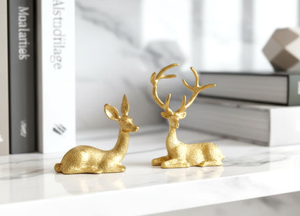 Ardax Golden Home Decor Deer Figurines, Hairy Patterns