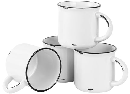 BYCNZB 15oz white Campfire Ceramic Mugs Set of 4 for coffee tea old design