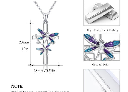 OHAYOO Dragonfly Cross Necklace for Women, Dragonfly Cross Pendant, Religious Jewelry Gifts