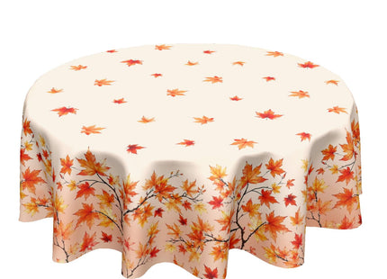 ABSOP Fall Maple Leaf Round Tablecloth 60 Inch Orange Circle Table Cloth