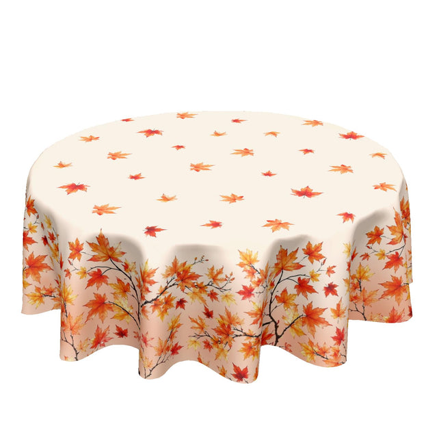 ABSOP Fall Maple Leaf Round Tablecloth 60 Inch Orange Circle Table Cloth