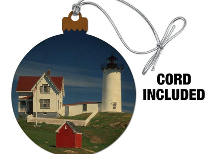 Nubble Lighthouse Maine ME Wood Christmas Tree Holiday Ornament