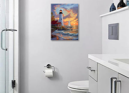 Lighthouse Canvas Wall Art Coastal Beach Modern ArtWork 12" x 16"