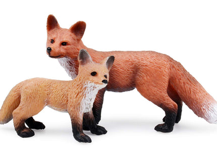 UANDME Fox Toy Figures Set Includes Arctic Fox & Red Foxes Figurines Cake Toppers (5 Foxes)