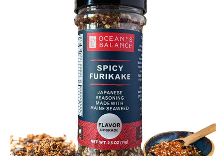 Ocean Balance Spicy Furikake Seasoning w/Cayenne Pepper –Furikake Seasoning w/Sesame Seeds + Maine Coast Seaweed – Great for Sushi Rice, Avocado Toast & Plant-Based Diets