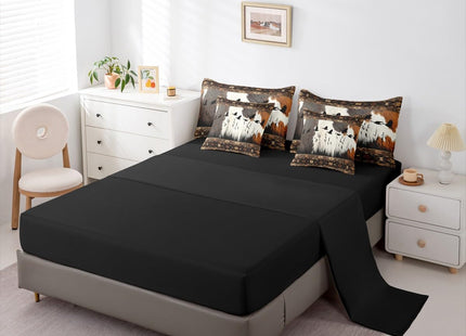 Erosebridal Western Bed in a Bag King Size Comforter Set 7 Pieces | Rustic Farmhouse Bedding Sets Cowhide Print Mallard Duck Comforter and Sheet Set, Farm Animals Country Cabin Bed Sets