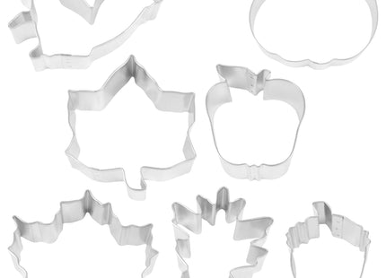 R&M International Autumn Leaf Cookie Cutters, Squirrel, Pumpkin, Acorn, Apple, Ivy, Pin Oak, Maple Leaf, 7-Piece Set