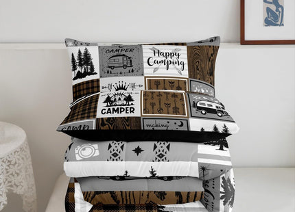 Erosebridal Rustic Camping Bedding Set Rv Camper Comforter Set Queen Farmhouse Buffalo Plaid Down Comforter Rv Accessories for Inside,Travel Trailers Bunk Quilt Duvet Country Cabin Lodge Decor