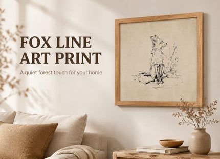 guajunsanh Framed Fox Sketch Wall Art, Vintage Fox Drawing Canvas Print