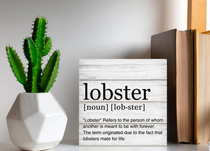 Lobster Definition Decor Lobster Definition Wooden Box Sign Rustic Desk Decorative Wooden Sign Home Decor for Desk Table Shelf 5 x 5 Inches