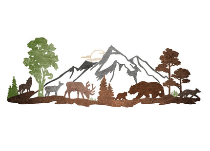 ESTART Mountain Range Metal Wall Art Decor Deer Bear Metal Wall Art