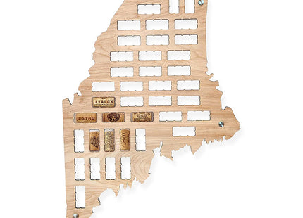 Wooden Shoe Designs Cork Map - Maine | Wall Mounted Wine Cork Holder Decor Display Art | Great Gift for Lovers and Collectors
