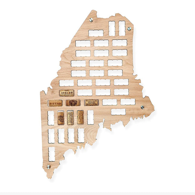 Wooden Shoe Designs Cork Map - Maine | Wall Mounted Wine Cork Holder Decor Display Art | Great Gift for Lovers and Collectors