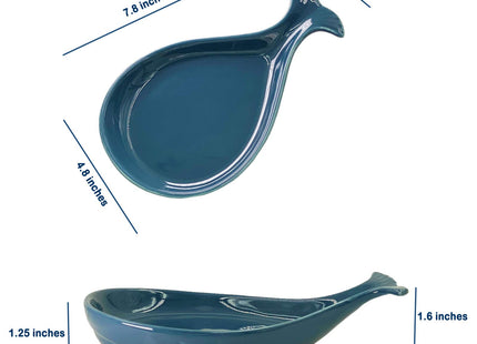 Ceramic Whale Spoon Rest - Fish Spoon Rest for Stove Top (Navy Blue)