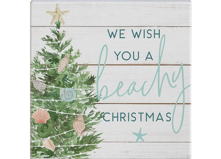 Simply Said, INC Small Talk Christmas Sign - We Wish You A Beachy Christmas - Coastal Holiday Decor - 5.25 x 5.25 inches STS1708