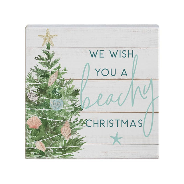 Simply Said, INC Small Talk Christmas Sign - We Wish You A Beachy Christmas - Coastal Holiday Decor - 5.25 x 5.25 inches STS1708