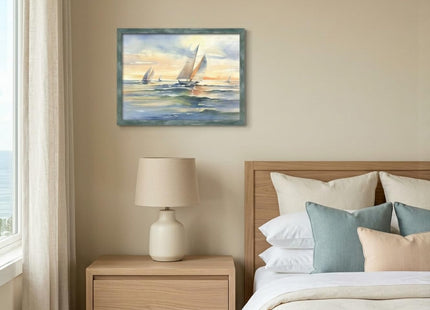 arttitue Framed Sailboat Wood Wall Art, Ocean Seascape Picture, 11''x16''