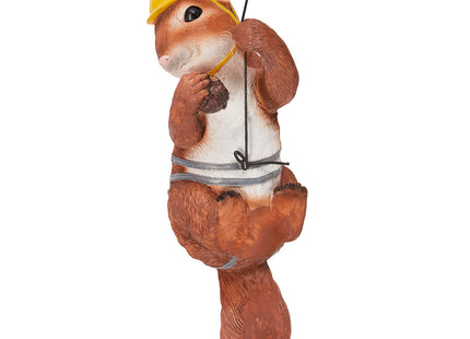 Climbing Squirrel Figurine Garden Wall & Tree Decor Statues, Animal Backyard Accessories, Hang on Wall, Yard Art Squirrel Gifts Figure Indoor and Outdoor Lawn Squirrel with Helmet Funny Decoration 12"