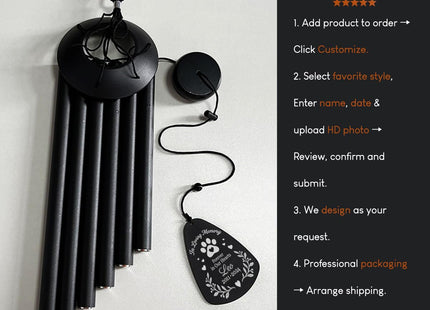 Personalized Wind Chimes Memorial Gifts for Loss of Dog, Pet Sympathy Gift