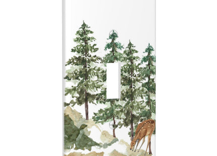 Tree Forest Deer Single Toggle Light Switch Plate Cover 1 Gang Decorative Outlet Plate Electrical Wall Plate Covers Receptacle Decorate Plug Covers For Kitchen Bedroom Bathroom Decor 4.5" X 2.76"