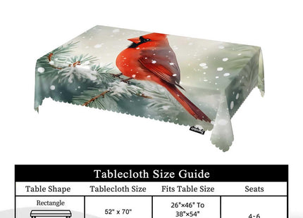 Swono Cardinal Bird Tablecloth Winter Cardinal Bird Red Rectangle Table Cloth Washable Plaid Table Cover for Kitchen Holiday Dinner, 52x 70 Inch Tablecloth