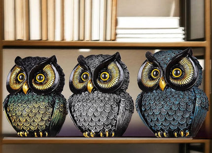 socxiaoshen Owl Figurines for Home Decor,Owl Statue for Shelf Living Room