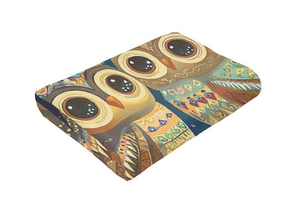 Owl Blanket – Whimsical Starry Night Throw with Floral, Cozy Flannel Gift for Women & Owl Lovers 60"x50"