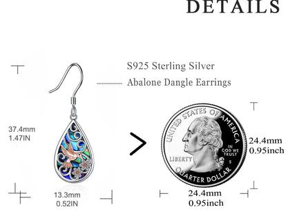 POPLYKE 925 Sterling Silver Hummingbird Earrings Teardrop Abalone Dangle Earrings For Women Hummingbird Jewelry for Mom