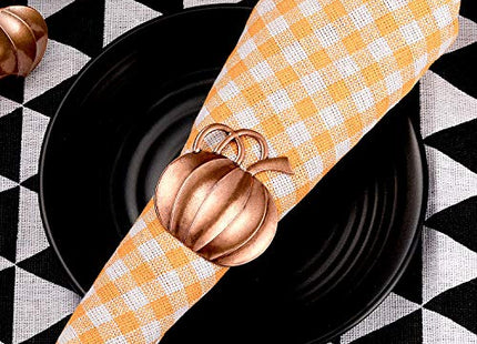 Patelai 6 Pieces Fall Pumpkin Napkin Rings Thanksgiving, Bronze