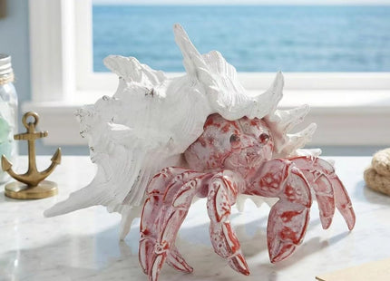 VVGIFTS Hermit Crab with Shell Beach Coastal Statue for Home Shelf Decor