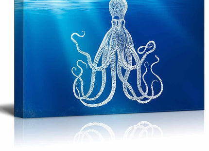 wall26 - Under The Sea Canvas Wall Art - A Gigantic Octopus - Gallery Wrap Modern Home Art | Ready to Hang - 24x36 inches