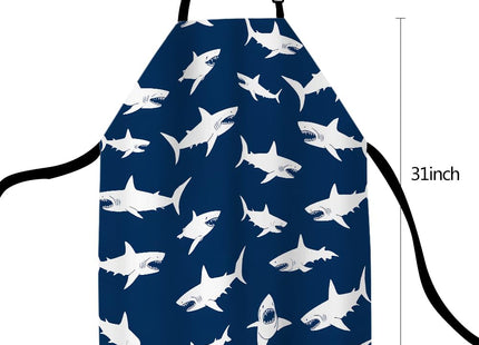 afidomu Kitchen Cooking Apron Shark Pattern With Various Gestures Danger Humor Nautical Design Blue Apron Home Baking Chef Apron Waterproof For Women Men 31X27 Inches