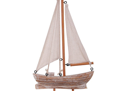 Wooden Sailboat Small Nautical Sail Boat Decor Coastal Beach Themed Ornaments for Home Bathroom Room Bedroom (B)