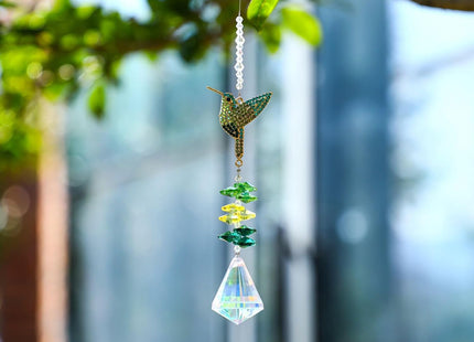 Rhinestone Hummingbird Crystal Suncatcher Prism Hanging Window Ornament