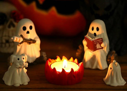 JULEASEL Glow in the Dark Ghost Storytelling Campfire Set, Halloween Decor
