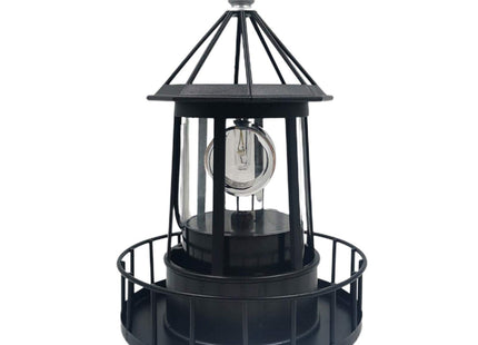 PXRJE Solar Lighthouse，LED Solar Powered Lighthouse, 360 Degree Rotating Lamp,Solar Powered Waterproof Lawn Lights,IP65 Waterproof LED Solar Lighthouse Garden Yard Outdoor Decor(Black)