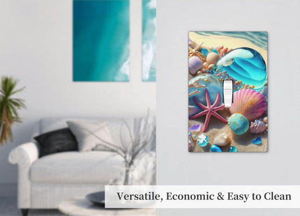 Beach Starfish Seashell Nautical Custom 1 Gang Light Switch Cover Decorative Single Toggle Wall Plate Switchcovers Electrical Switchplate Home Decor for Bathroom Living Room Bedroom Decorate