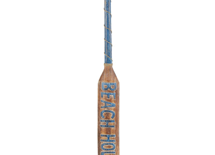 Deco 79 Wood Paddle Home Wall Decor Beach House Sign Wall Sculpture with Blue Accents and Rope Detail, Wall Art 6" x 2" x 47", Brown