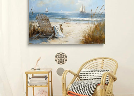 Peaceful Blue Sailboat Seascape Ocean Pictures Wall Decor Framed Coastal Landscape Beach Scene Wall Art Canvas Prints Sea Posters Beachy Scenery Artwork for Living Room Bedroom Bathroom (16"x24")