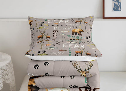 Feelyou Bear Deer Fishing Comforter Set Twin Size Kids Boys Girls Bedding