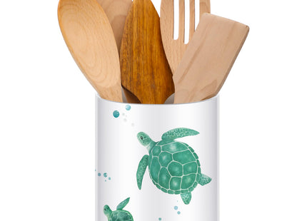 WILLBOND Sea Turtle Utensil Holder Coastal Kitchen Acrylic Crock Decor