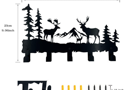 ZORISE Metal Deer Hooks - Moose Design Wall Art Decor and Key Hanger, Clothes, Hat, and Backpack Rack, Home Decor for Entryway, Hallway, Office, Kitchen, and Living Room