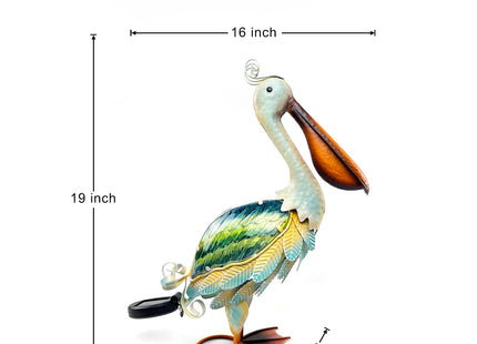 HONGLAND Solar Metal Pelican Statues Garden Sculpture & Statues, Glass Outdoor Pelican Yard Art Coastal Ocean Bird Decor Lawn Ornament for Backyard Porch Patio Decor（19 Inch）