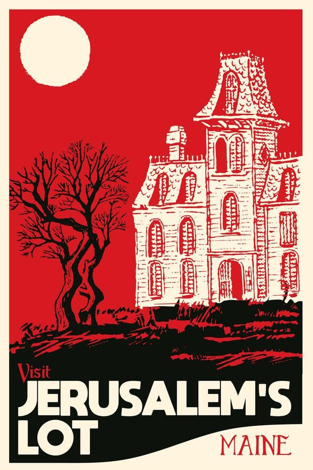 Laminated Visit Jerusalems Lot Poster Maine Fantasy Travel Classic Halloween Decorations Poster Dry Erase Wall Art 16x24